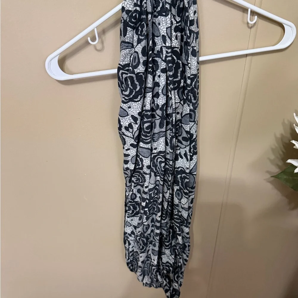 Floral Black and Gray Scarf